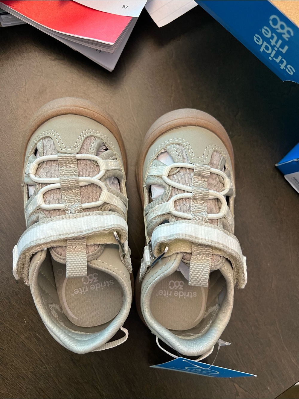 Stride Rite Beige and White Baby Walker Sandals